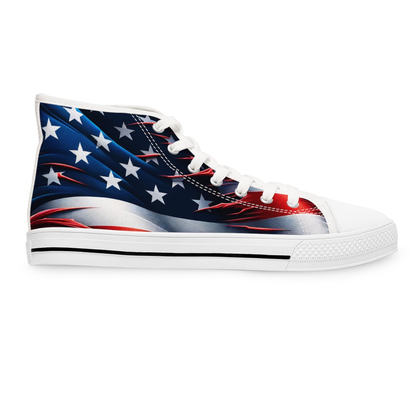 Patriotic High Top Sneakers, American Flag Sneakers for Women, Casual Shoes, Independence Day Footwear, Trendy High Tops
