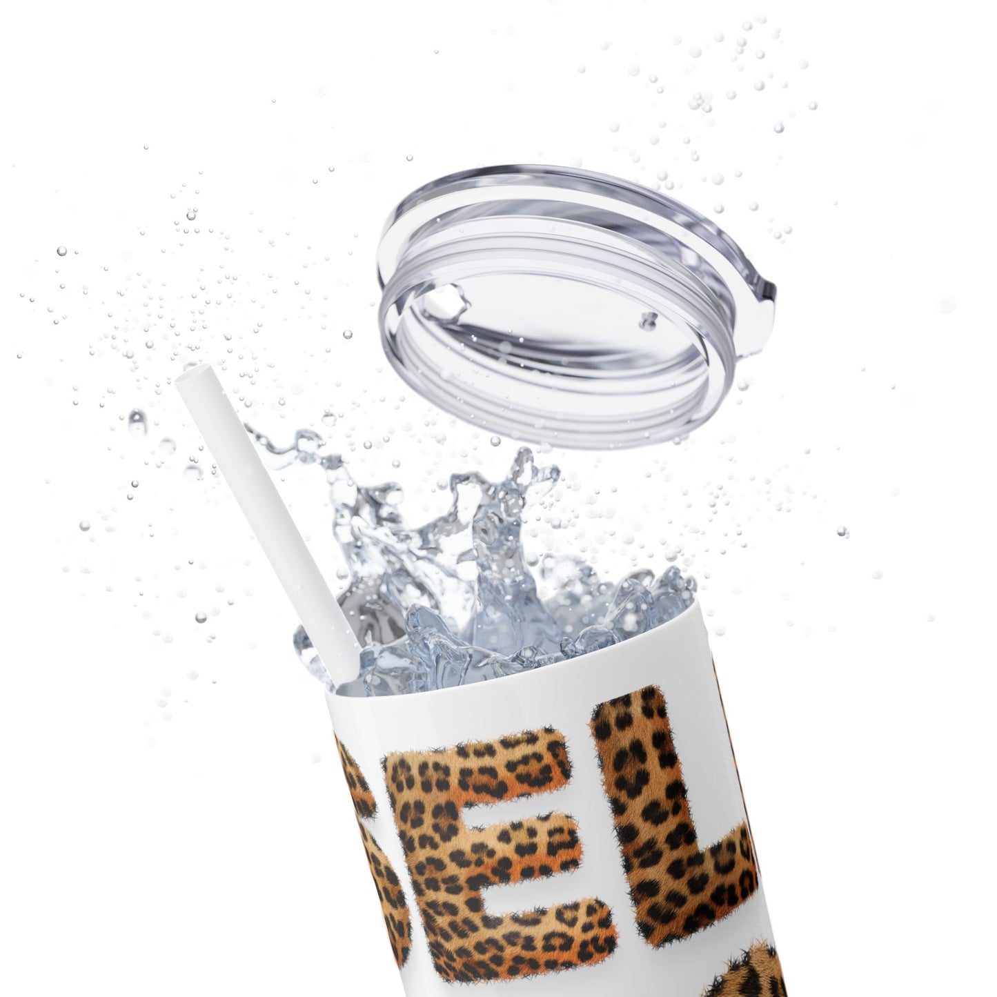 Skinny Tumbler with Straw, 20oz, Leopard Print Tumbler, Motivational Tumbler, Positive Affirmation Tumbler, Inspirational Quote of Self-Love