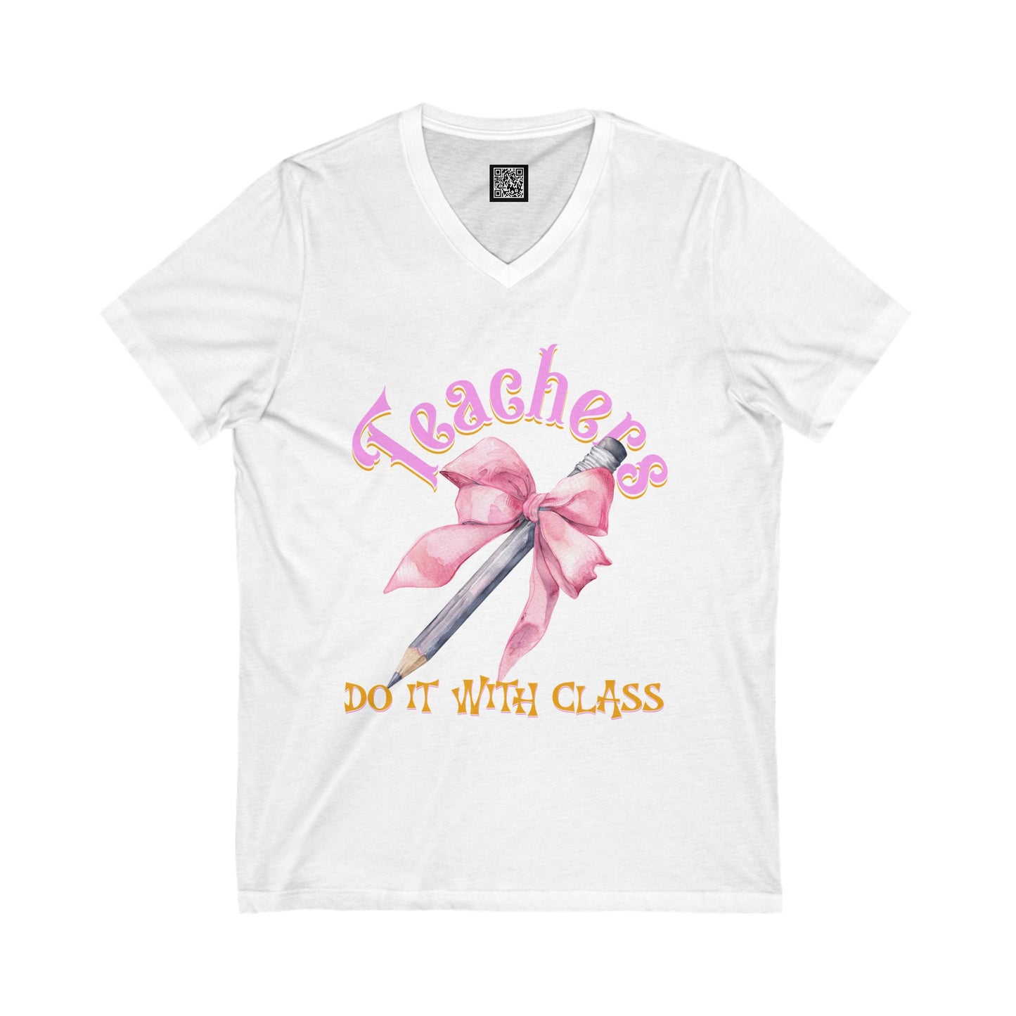 Teacher Appreciation V-Neck Tee, Gifts for Educators, Coquette Bow Back to School Shirt, Teachers Day T-Shirt, Fun Teacher Gift