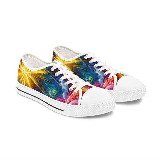 Vibrant Women's Low Top Sneakers, Colorful Casual Shoes, Trendy Tennis Shoes, Graffiti Sneakers, Lightweight Fashion Footwear