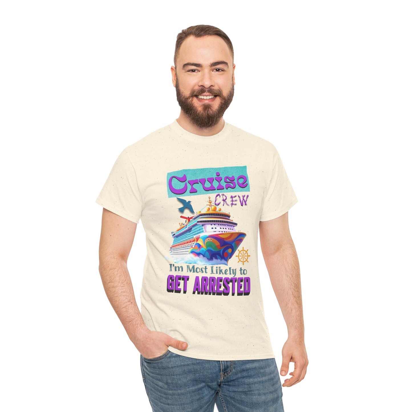Cruise Crew Unisex Heavy Cotton Tee - Fun Vacation Shirt for Cruise Lovers, Cruise Travel Enthusiasts, Get Arrested Humor, Cruise Summer Beachwear,