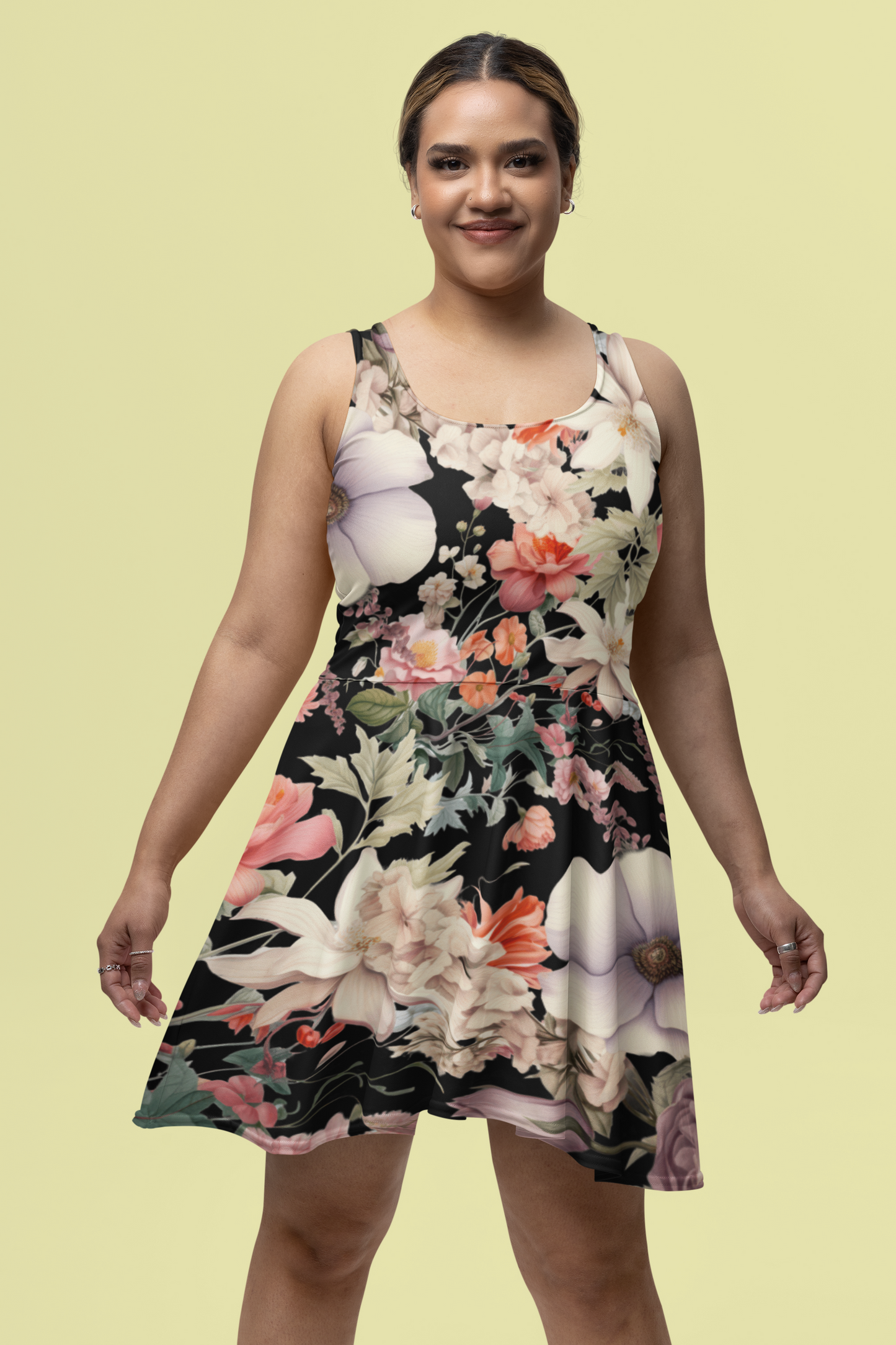 Floral Women's Skater Dress - Summer Style, Casual Outing, Garden Party, BoHo Spring Fashion, Bohemian Floral Dress