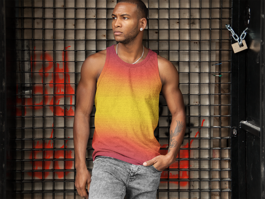 Men's Soft Colorful Tank Top, Gym Shirts for Men, One-of-a-Kind Print Soft Style Tank Top for Men